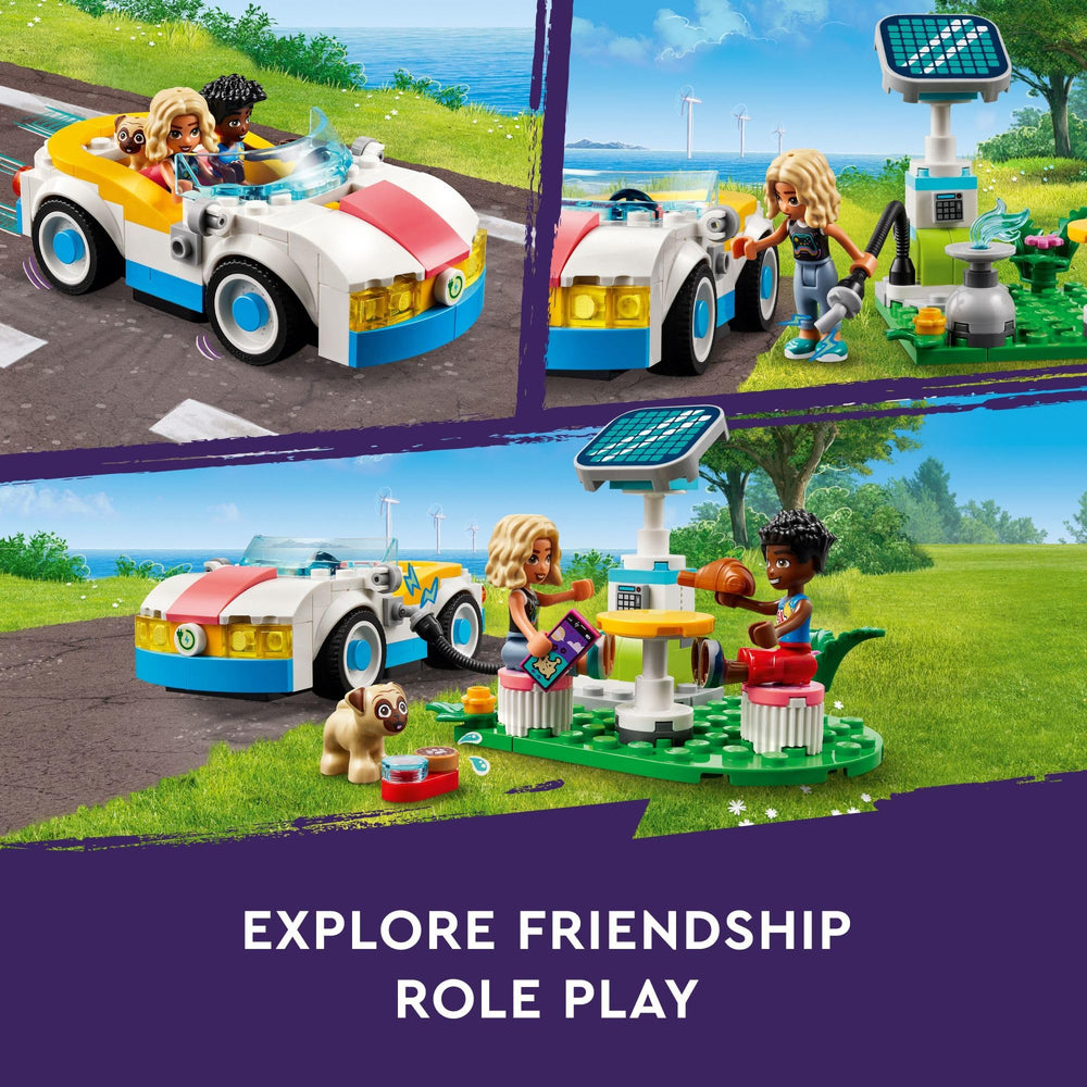 LEGO Friends Electric Car and Charger picnic scene invites lunch-time role-play at the station