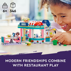 LEGO Friends Heartlake Diner drive-through enables quick-service role-play adventures.