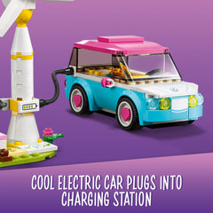 LEGO Friends charging station with wind turbine and solar panel promotes green play