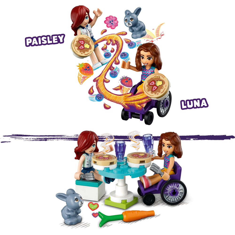 LEGO Friends Pancake Shop kitchen features a rotating blender for hands-on realism.