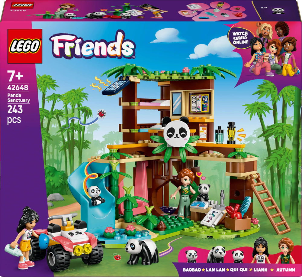 LEGO Friends Panda Sanctuary desk and beds in a treehouse for rest and planning