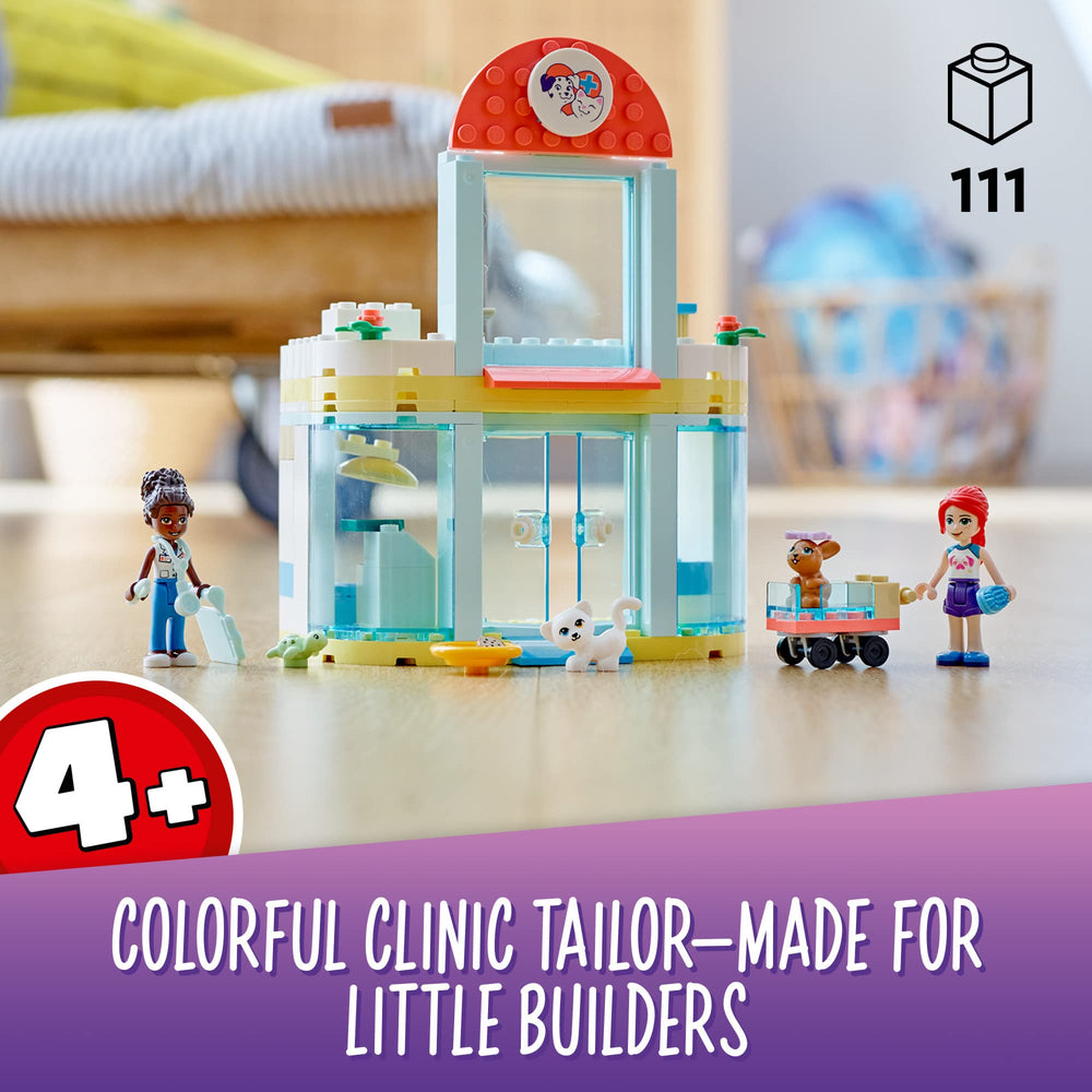 LEGO Friends Pet Clinic 41695 exam scanner feature inspires pretend diagnostics and caring.