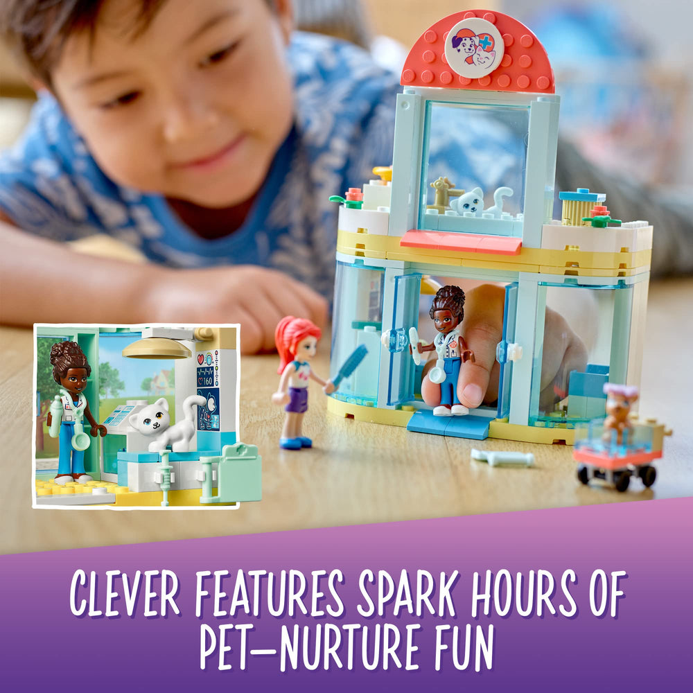 LEGO Friends Pet Clinic 41695 two-story design encourages sequential building and exploration.