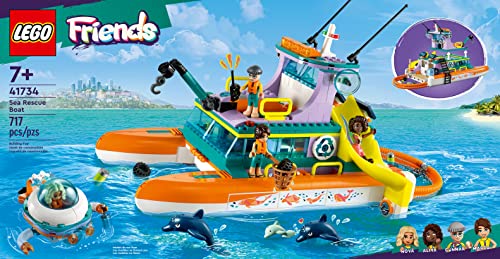 LEGO Friends Sea Rescue Boat 41734 submarine in action supports imaginative underwater missions.