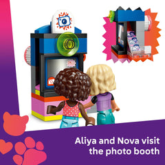 LEGO Friends skate ramp and accessories support outdoor action play.