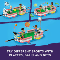 LEGO Friends Sports Center 41744 mini-dolls and accessories encourage social play and role play.
