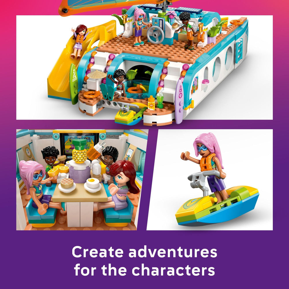 LEGO Friends Travel Boat Adventure water scooters shine for action-packed seaside play.
