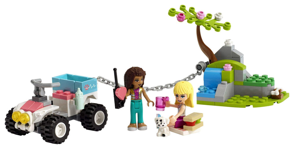 LEGO Friends two mini-doll figures and puppy inviting cooperative storytelling.