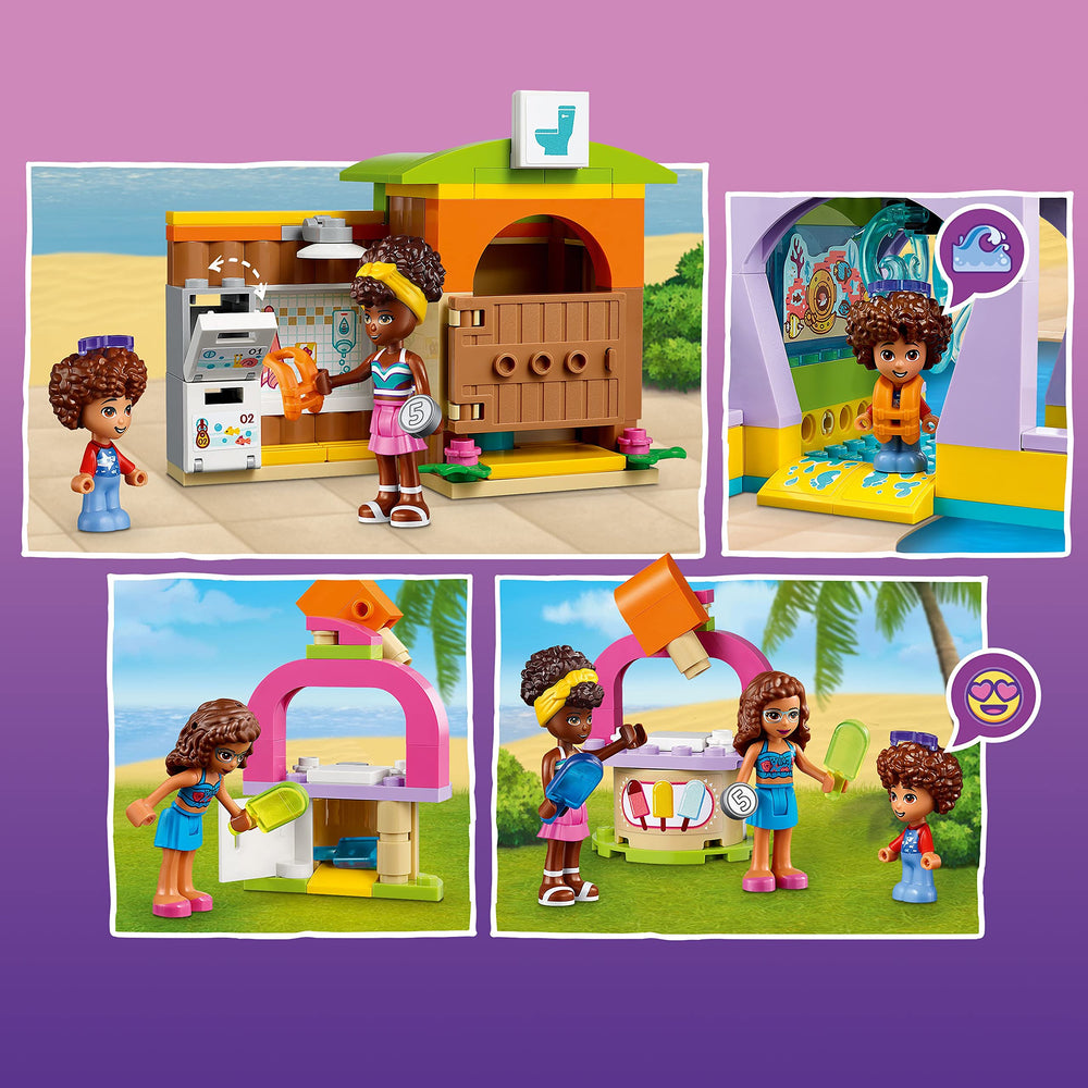 LEGO Friends Water Park 41720 changing area with shower supports imaginative daily routines.