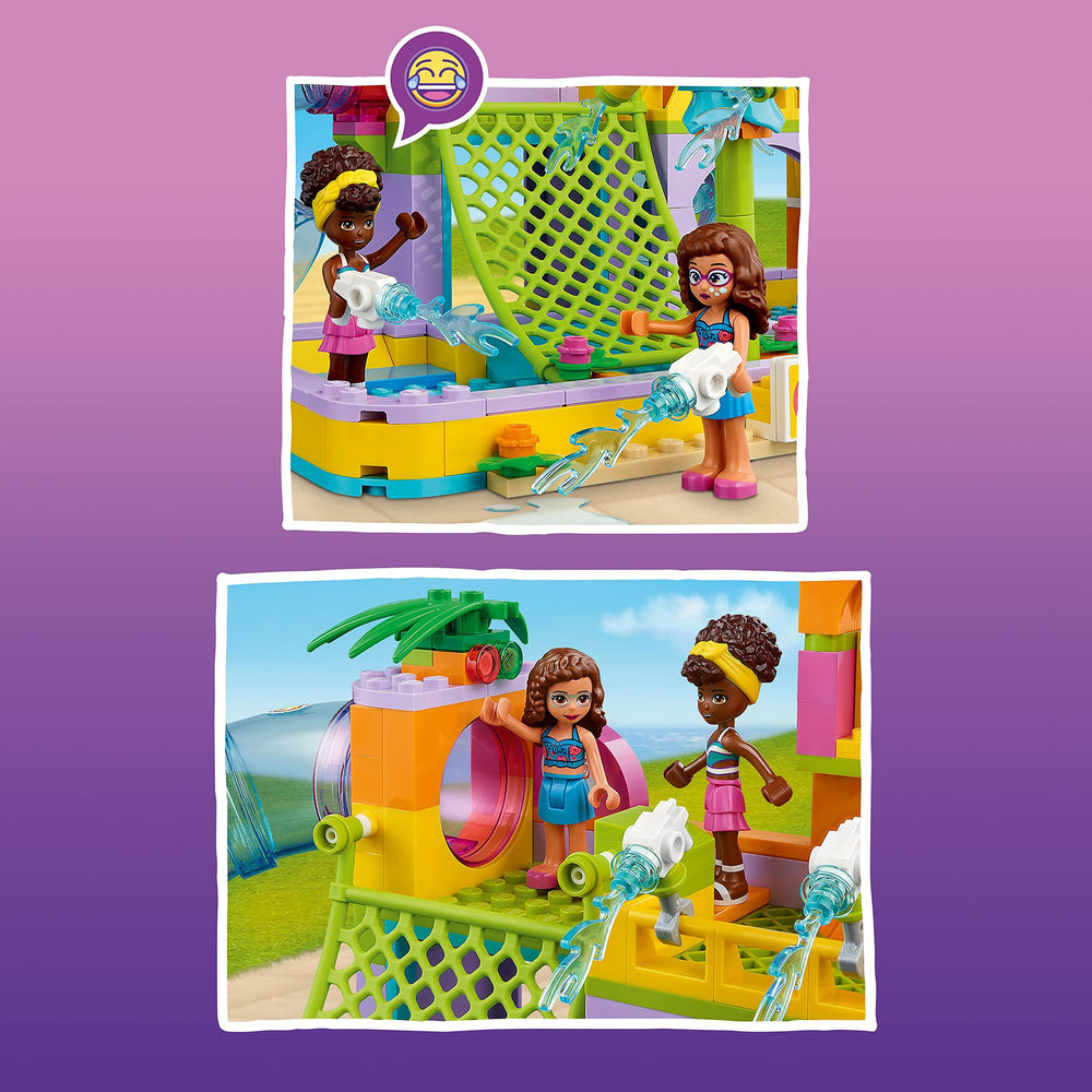 LEGO Friends Water Park 41720 spraying octopus adds interactive water cannon action.