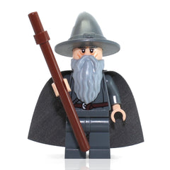 LEGO Gandalf minifigure with brown staff for display and role-play