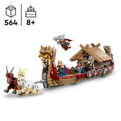 LEGO goats Toothgnasher and Toothgrinder pull the boat for thrilling play