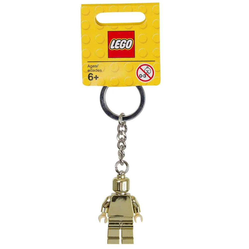 LEGO Golden Minifigure Keychain on backpack, adds a premium charm to bags.