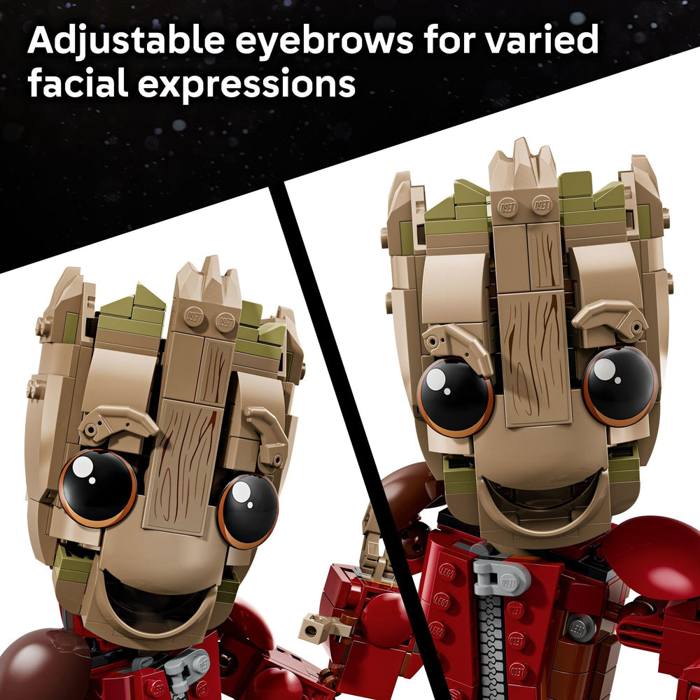 LEGO Groot adjustable eyebrows for expressive character poses