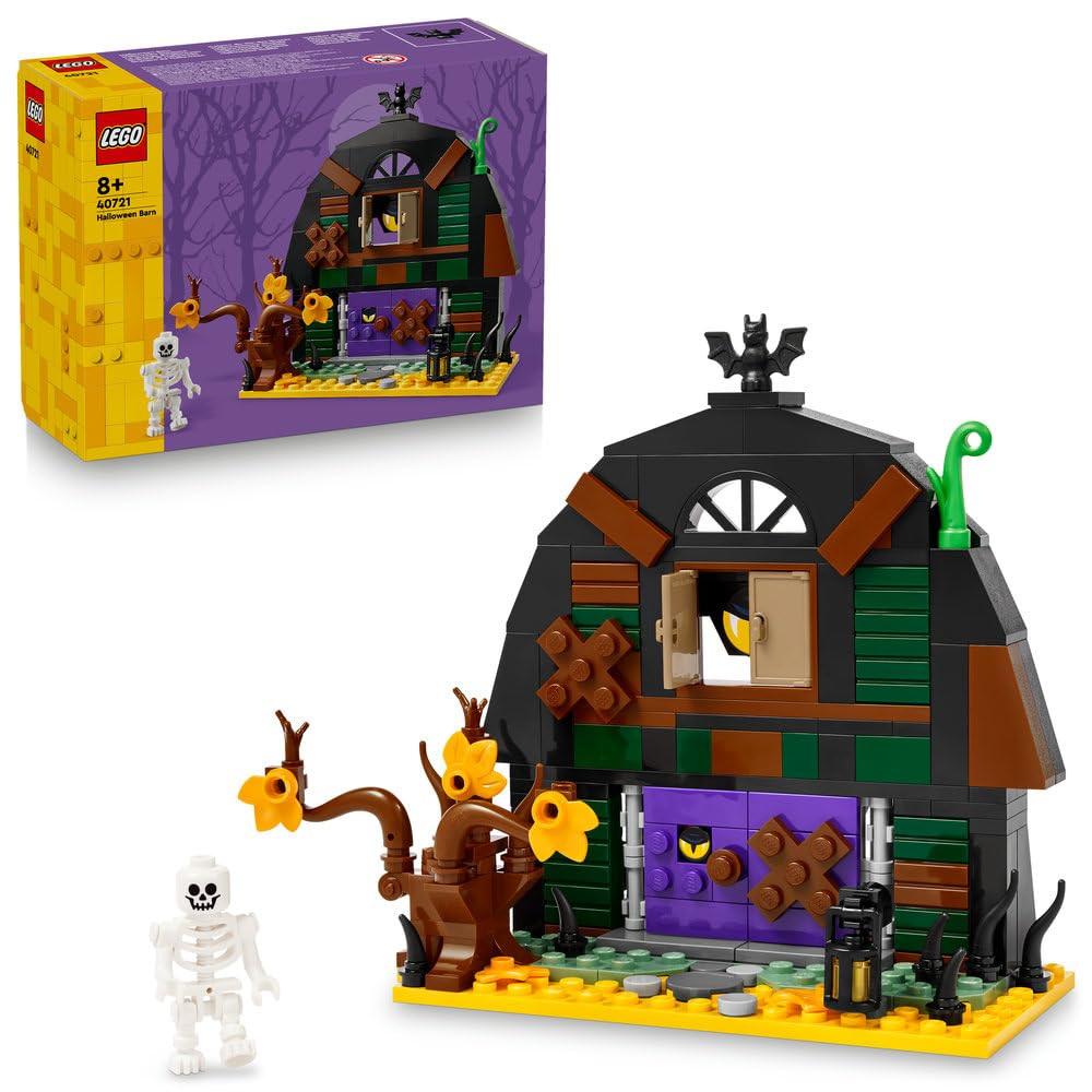 LEGO Halloween Barn 40721 exterior view for seasonal display and imaginative play.
