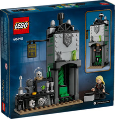 LEGO Harry Potter Borgin and Burkes Lucius Malfoy figure adds magical artifact storytelling.