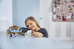 LEGO Beauxbatons carriage transforms into a cozy two-floor living space for storytelling.