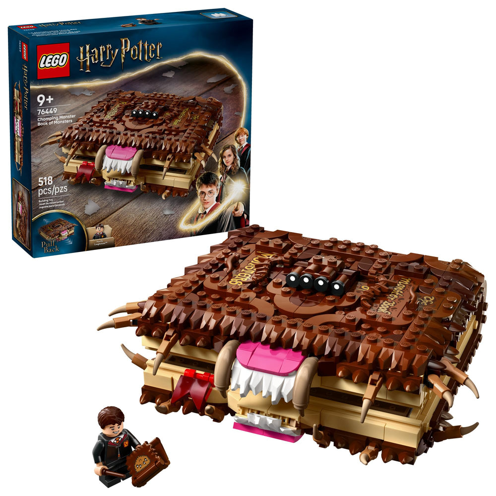 LEGO Harry Potter Chomping Monster Book of Monsters front view highlights collectible display and imaginative play