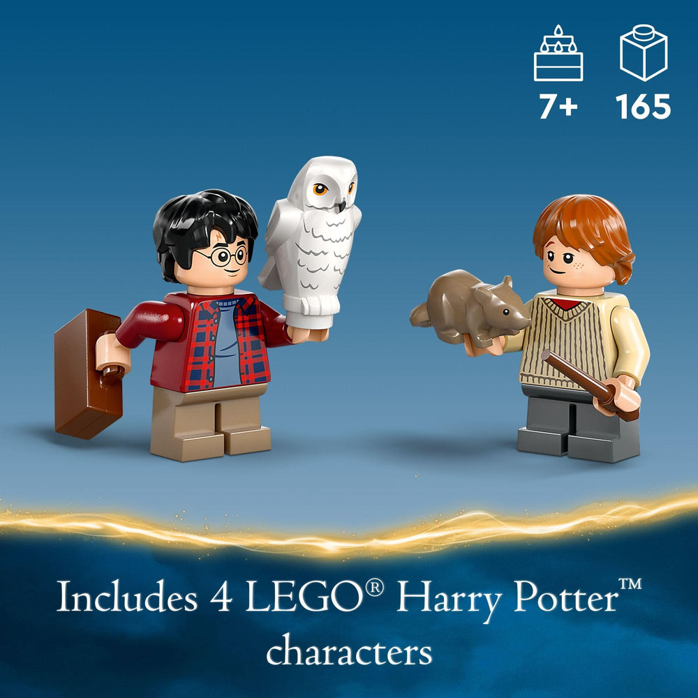 LEGO Harry Potter Flying Ford Anglia interior trunk stores the suitcase and wands.