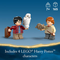 LEGO Harry Potter Flying Ford Anglia interior trunk stores the suitcase and wands.