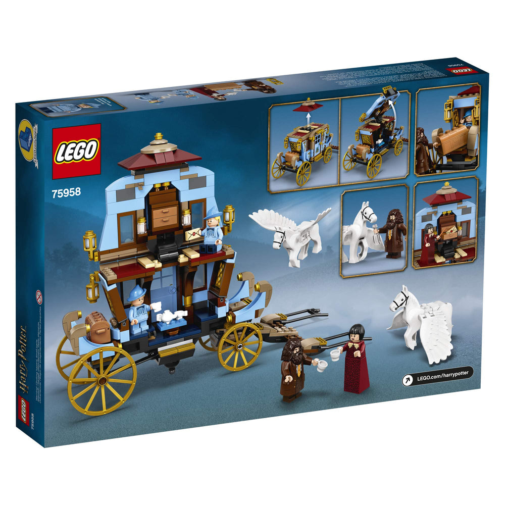 LEGO Goblet of Fire scene recreation from Beauxbatons carriage to Hogwarts journey.