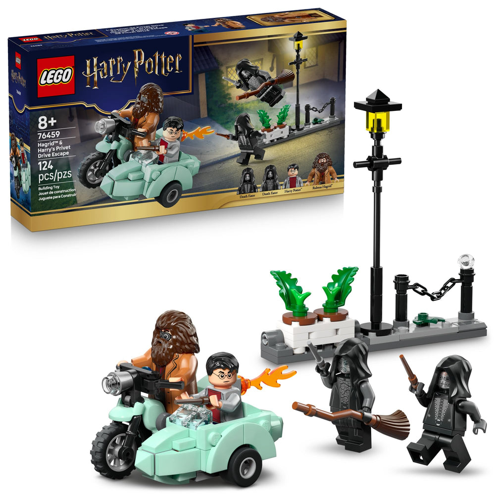 LEGO Harry Potter Hagrids flying motorcycle with Harry in the sidecar for imaginative play
