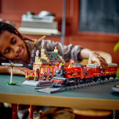 LEGO Harry Potter Hogsmeade Station platform with iconic directions