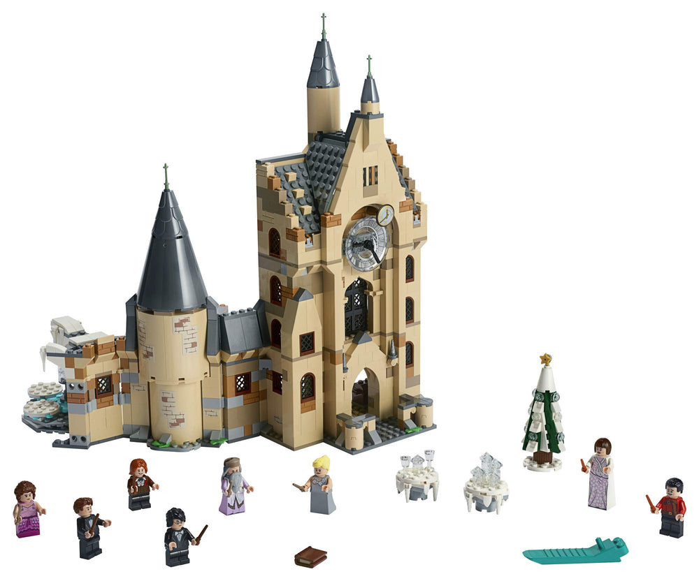 LEGO Hogwarts Clock Tower tower detail shows authentic brickwork and scale