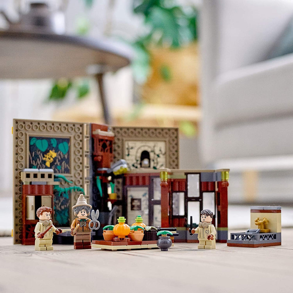 LEGO Harry Potter Hogwarts Moment Sprout Neville Cedric minifigs in herbology classroom
