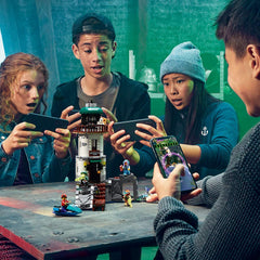 LEGO Hidden Side Lighthouse of Darkness 70431 minifigures lineup for ghost-hunting adventures.
