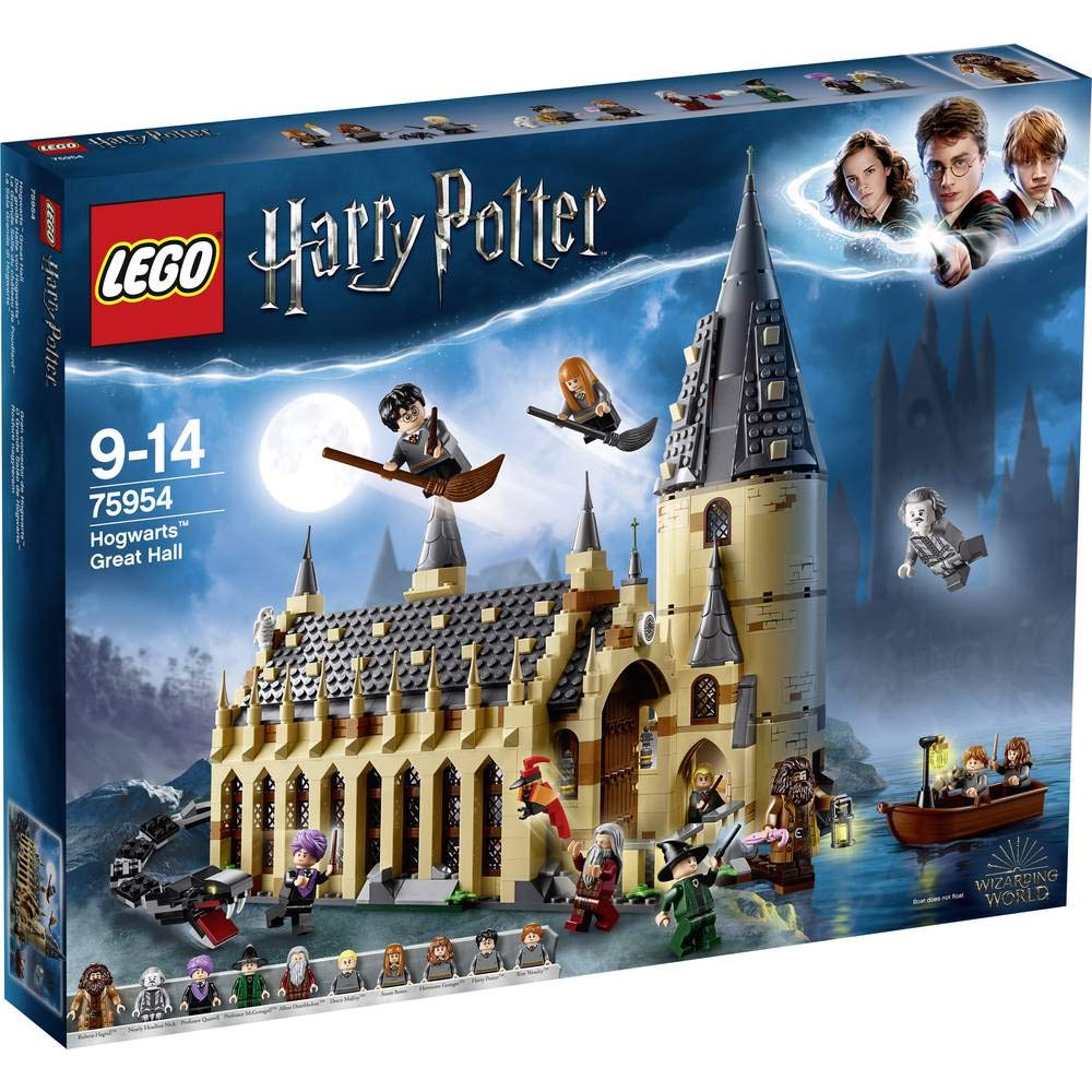 LEGO Harry Potter Hogwarts Great Hall front view highlights detailed architecture for imaginative play.