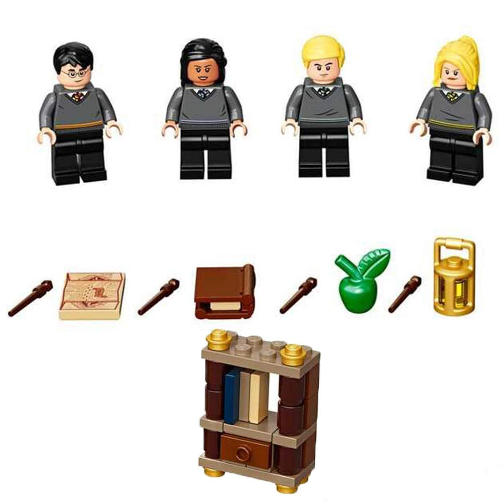 LEGO Hogwarts Students Accessory Pack minifigures and bookshelf enable imaginative Hogwarts play