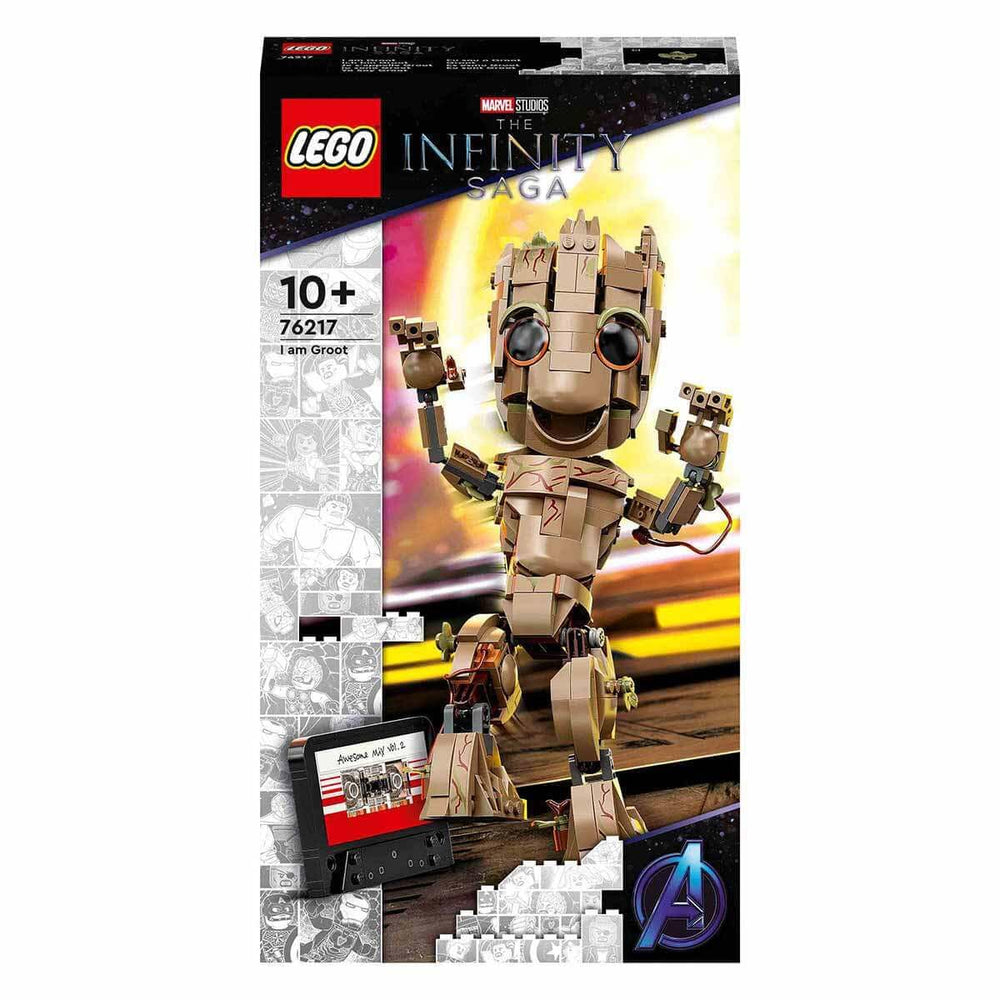 LEGO I Am Groot 76217 cassette accessory enhances dance scene recreation.