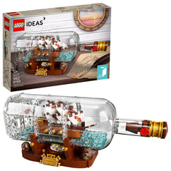 LEGO Ideas Ship in a Bottle exterior bottle and stand, ideal for home display