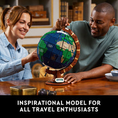 LEGO Ideas The Globe display base supports a refined home or office centerpiece.