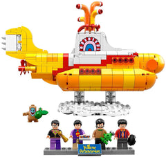 LEGO Ideas Yellow Submarine cockpit fits four Beatles minifigures for imaginative play.