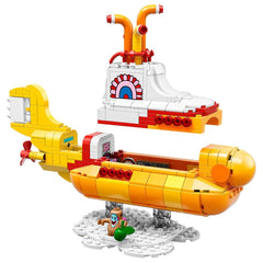 LEGO Ideas Yellow Submarine includes propellers and rudder for realistic motion.