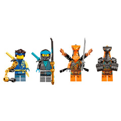 LEGO Jay and Nya Race Car EVO 71776 minifigures lineup for adventures