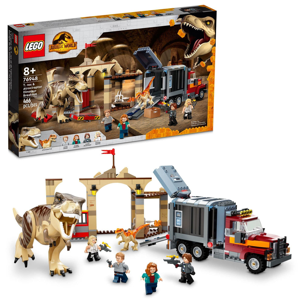 LEGO Jurassic World 76948 T-rex enclosure for dramatic breakout play.