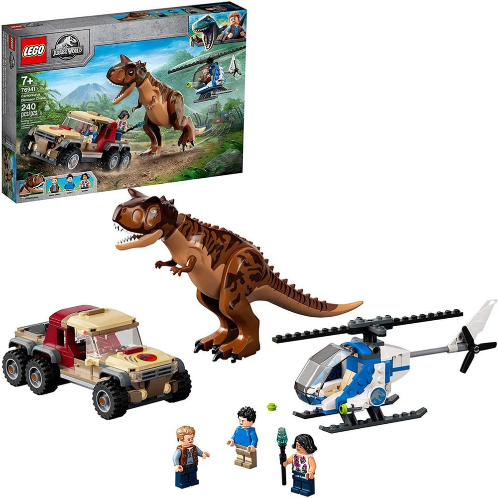 LEGO Jurassic World Carnotaurus helicopter playset for action-packed adventures