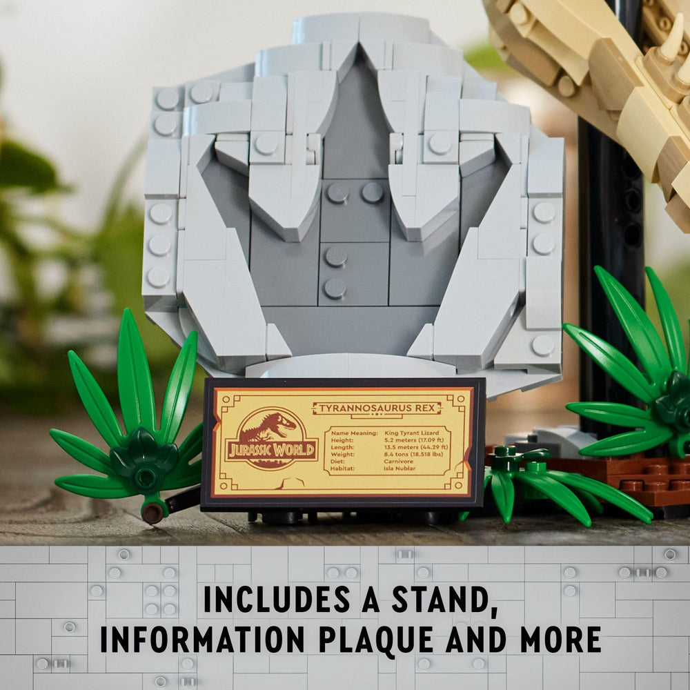 Fossilized footprint detail enhances realism in the LEGO Jurassic World display