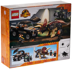 LEGO Jurassic World 76950 Triceratops Truck Attack: off-road escape buggy supports imaginative chase scenes.