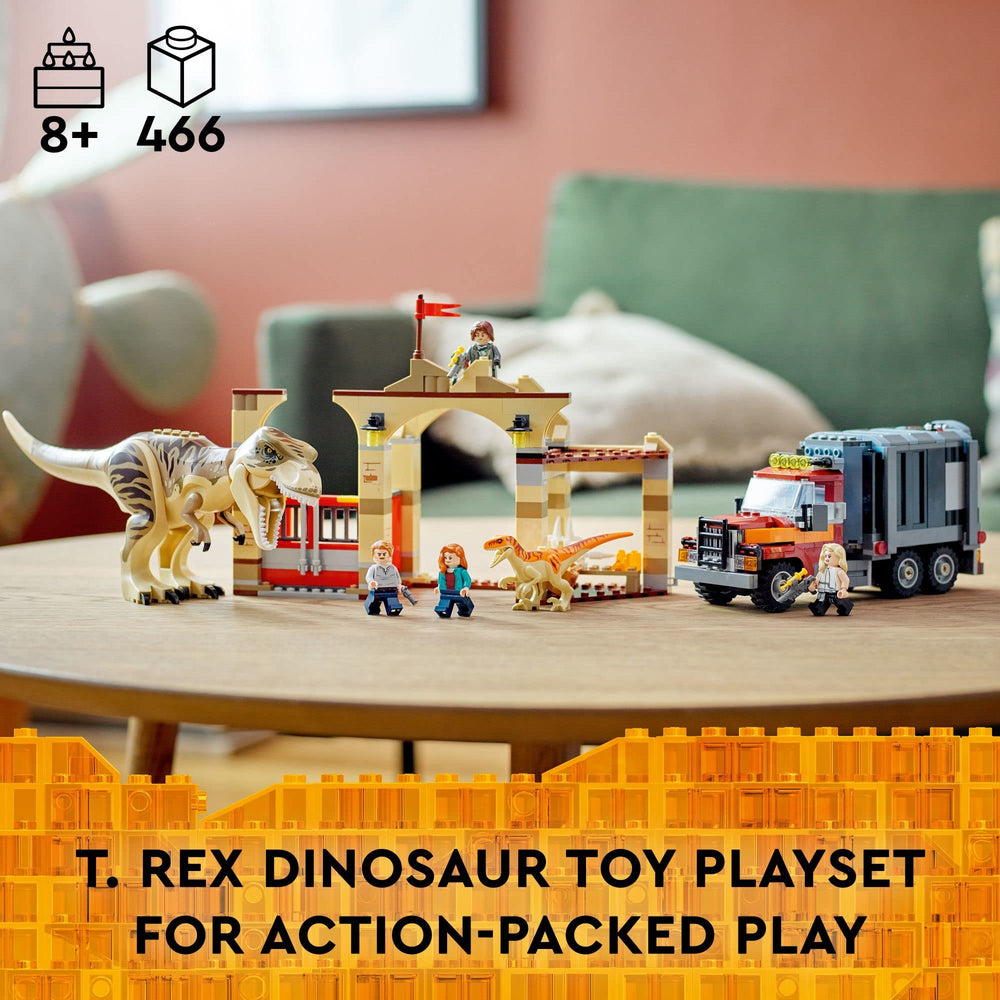 LEGO Jurassic World truck with cage for easy dino transport play and storytelling