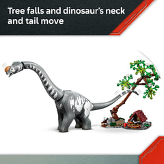 LEGO Jurassic World Velociraptor and Titanosaurus figures offer movable features for action poses