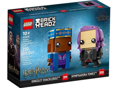 LEGO Kingsley Shacklebolt and Tonks BrickHeadz face-detail for display and collection