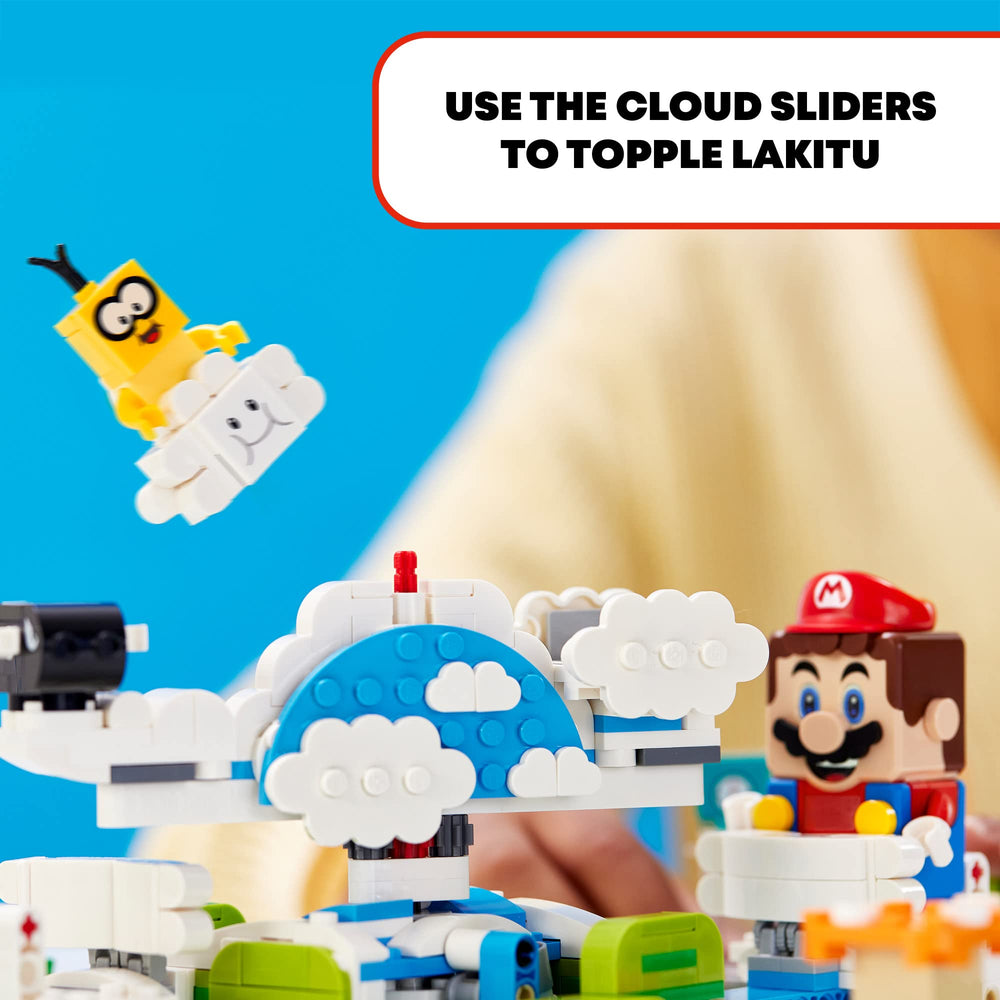 LEGO Lakitu Sky World expansion spinning cloud slider supports interactive two-player play.