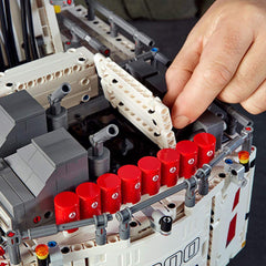 LEGO Liebherr R9800 Excavator gear mechanisms close-up reveal engineering detail.