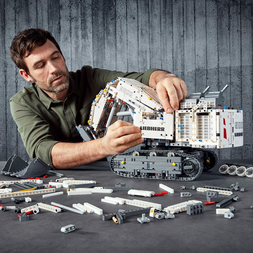 LEGO Liebherr R9800 Excavator sticker detailing accentuates realism.