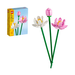 LEGO Lotus Flower bloom pink and white for elegant room display.