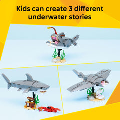 LEGO Manta Ray clamshell stand with posable tail for dynamic poses